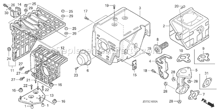 Page O Diagram and Parts List for GX390RT1 Type VXG - VIN# GCAKT-1000001 Honda Engine