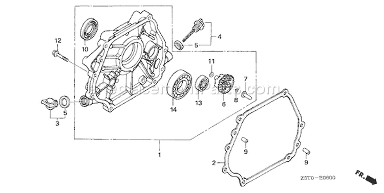 Page F Diagram and Parts List for GX390RT1 Type VXG - VIN# GCAKT-1000001 Honda Engine