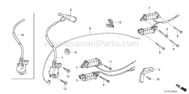 Page L Diagram and Parts List for GX390T1 Type QAPW - VIN# GCAET-1000001 Honda Engine