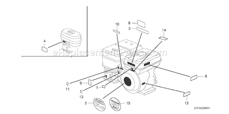 Page M Diagram and Parts List for GX390T1 Type QAPW - VIN# GCAET-1000001 Honda Engine