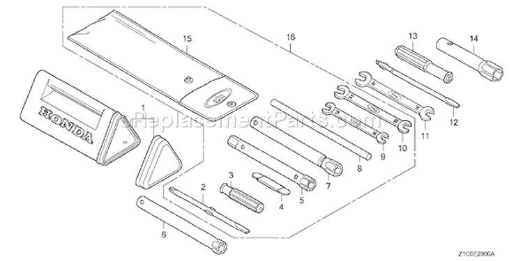 Page R Diagram and Parts List for GX390T1 Type QAPW - VIN# GCAET-1000001 Honda Engine