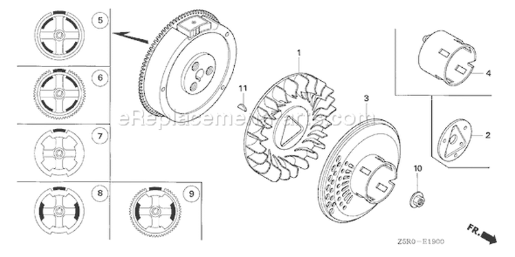 Page K Diagram and Parts List for GX390R1 Type VKB2 - VIN# GCANK-1000001 Honda Engine