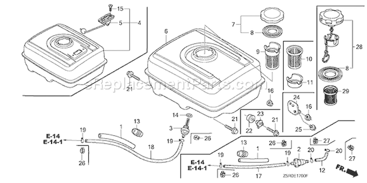 Page L Diagram and Parts List for GX390U1 Type STC4 - VIN# GCANK-1000001 Honda Engine