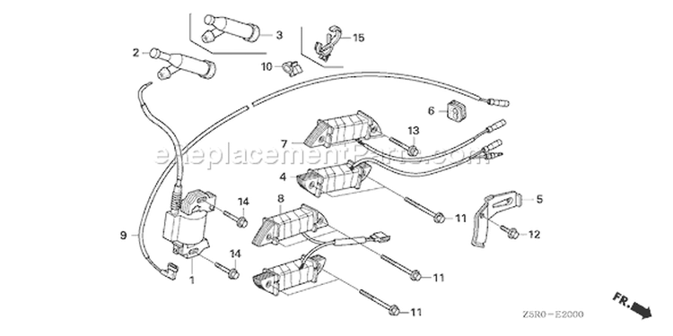 Page M Diagram and Parts List for GX390R1 Type VKB2 - VIN# GCANK-1000001 Honda Engine