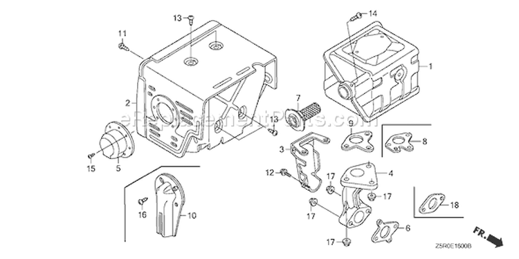 Page O Diagram and Parts List for GX390R1 Type VKB2 - VIN# GCANK-1000001 Honda Engine