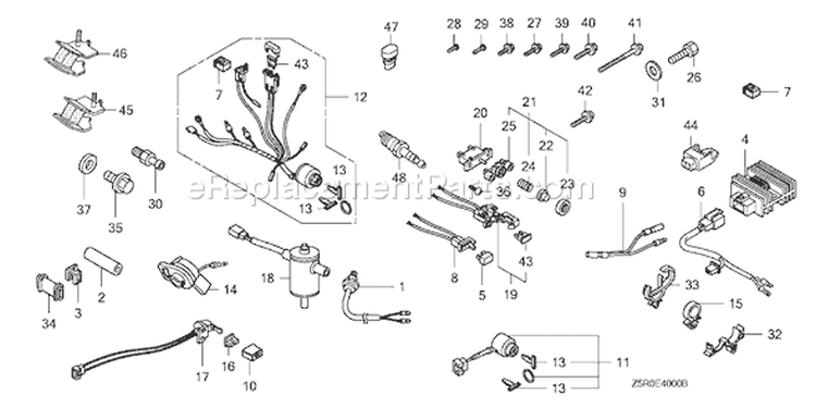Page O Diagram and Parts List for GX390U1 Type VS49 - VIN# GCANK-1000001 Honda Engine