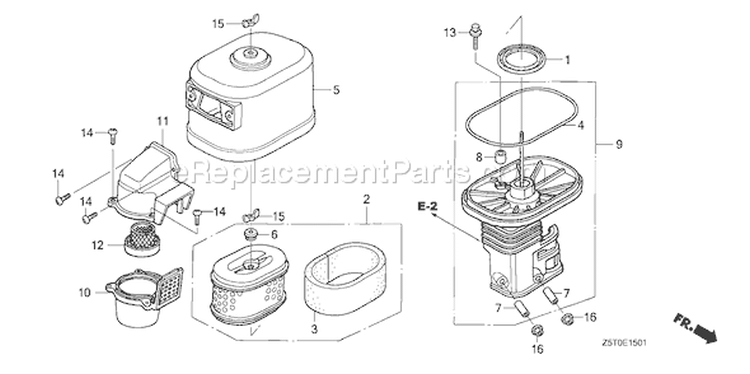 Page A Diagram and Parts List for GX390UT1 Type QXS4 - VIN# GCAKT-1000001 Honda Engine