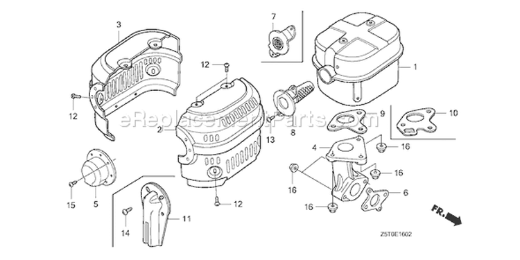 Page N Diagram and Parts List for GX390UT1 Type QXS4 - VIN# GCAKT-1000001 Honda Engine
