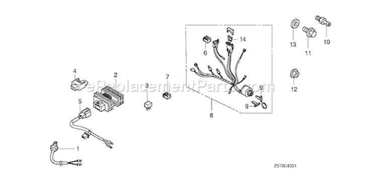 Page O Diagram and Parts List for GX390UT1 Type QC2 Honda Engine