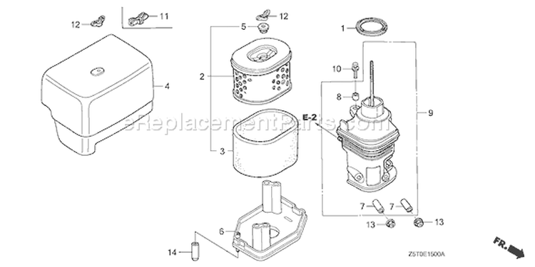 Page A Diagram and Parts List for GX390UT1 Type QAA2 - VIN# GCAKT-1000001 Honda Engine