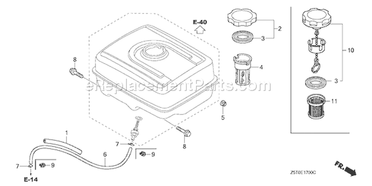 Page K Diagram and Parts List for GX390UT1 Type QAA2 - VIN# GCAKT-1000001 Honda Engine