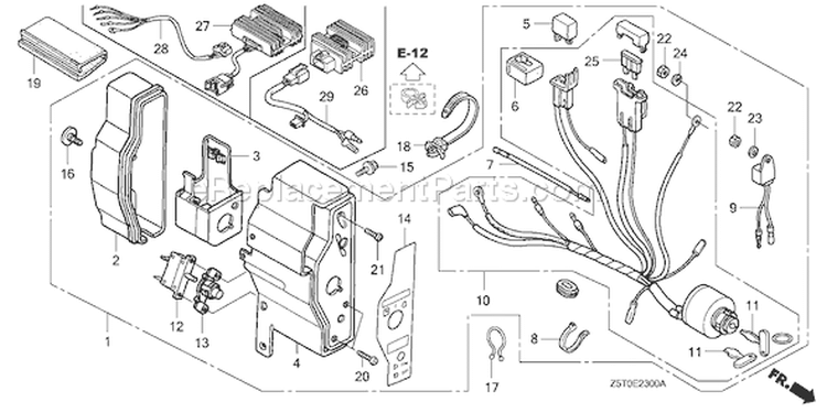Page E Diagram and Parts List for GX390UT1 Type VXE2 Honda Engine