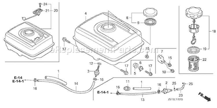 Page K Diagram and Parts List for GX390UT1 Type VA2 Honda Engine