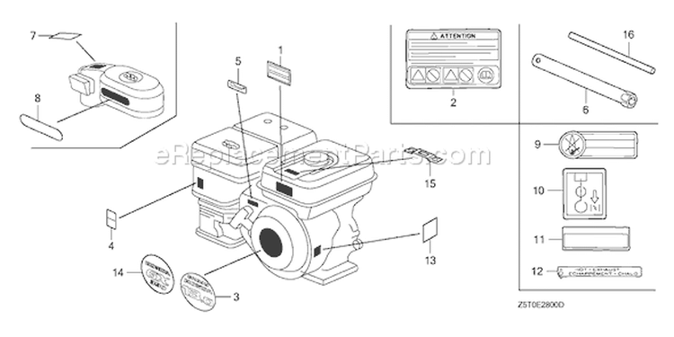 Page M Diagram and Parts List for GX390UT1 Type QAA2 - VIN# GCAKT-1000001 Honda Engine