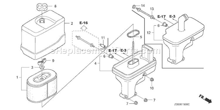 Page A Diagram and Parts List for GX440IU Type Q9DB - VIN# GCAWK-1000001 Honda Engine
