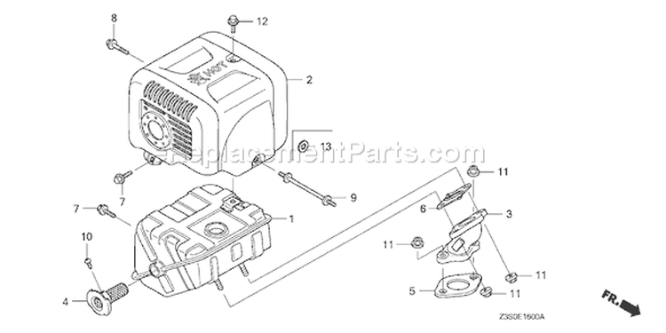 Page O Diagram and Parts List for GX440IU Type Q3A2 - VIN# GCAWK-1000001 Honda Engine
