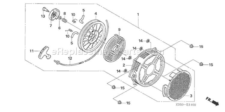 Page R Diagram and Parts List for GX440IR Type V5M6 - VIN# GCAWK-1000001 Honda Engine
