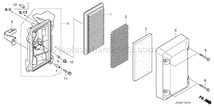 Page A Diagram and Parts List for GX440IR Type V5M6 - VIN# GCAWK-1000001 Honda Engine