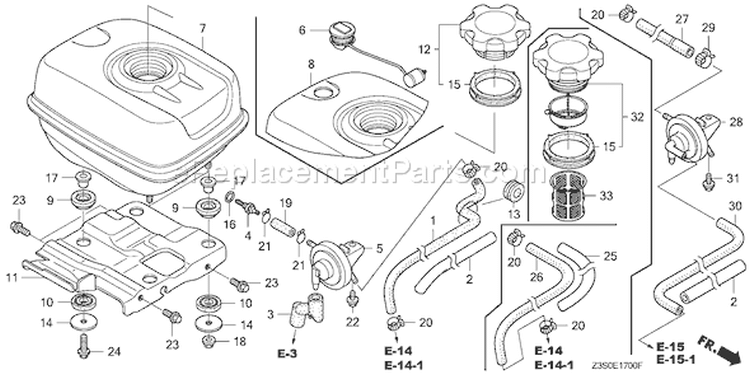 Page M Diagram and Parts List for GX440IR Type V5M6 - VIN# GCAWK-1000001 Honda Engine