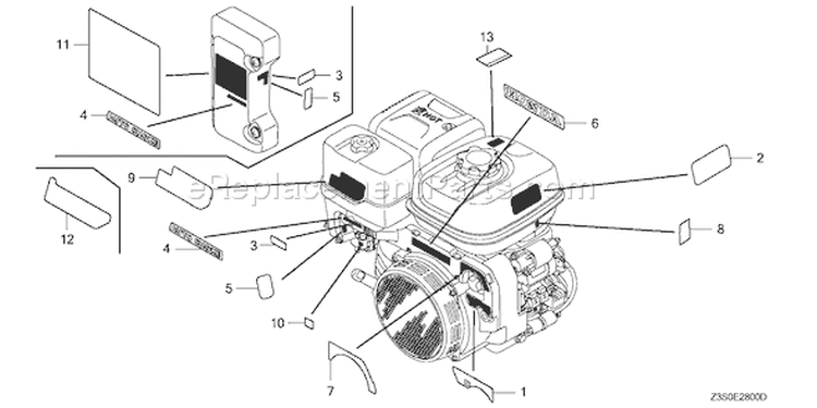 Page O Diagram and Parts List for GX440IR Type V5M6 - VIN# GCAWK-1000001 Honda Engine