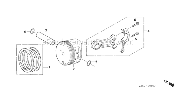 Page Q Diagram and Parts List for GX440IR Type V5M6 - VIN# GCAWK-1000001 Honda Engine