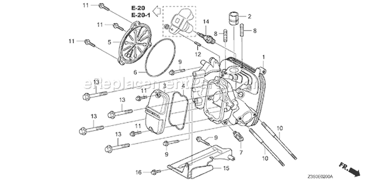 Page H Diagram and Parts List for GX440IR Type V5M6 - VIN# GCAWK-1000001 Honda Engine