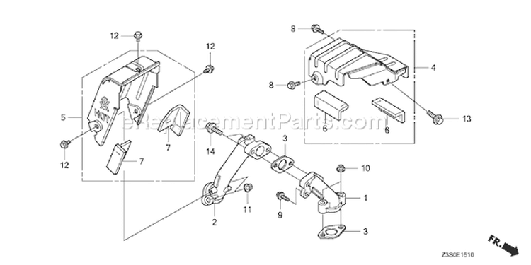 Page J Diagram and Parts List for GX440IU V5MF - VIN# GCAWK-1000001 Honda Engine