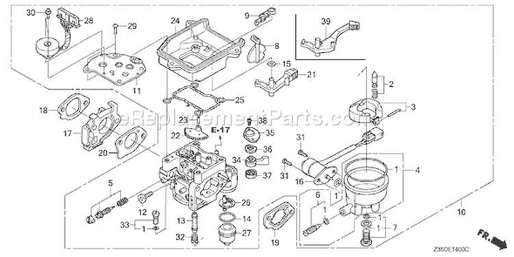 Page C Diagram and Parts List for GX440IU V5MF - VIN# GCAWK-1000001 Honda Engine