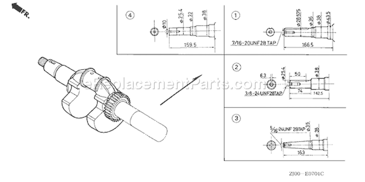 Page G Diagram and Parts List for GX610 Type QAF2 - VIN# GCAC-1000001-1999999 Honda Engine