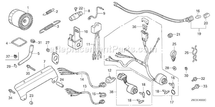 Page C Diagram and Parts List for GX610U1 Type VDF2 - VIN# GCAPK-1000001 Honda Engine