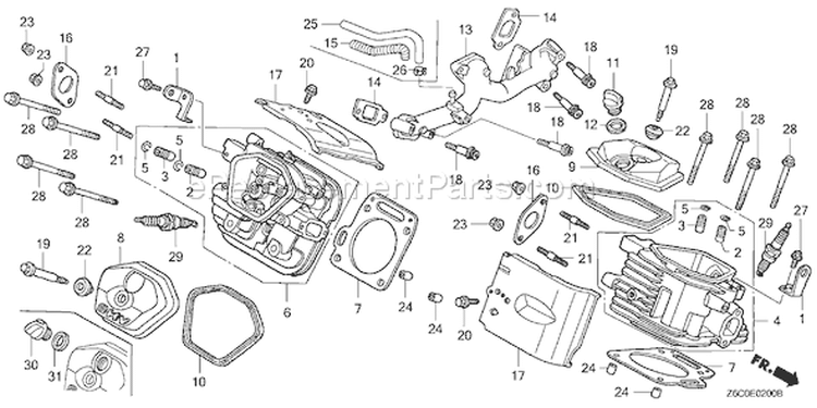 Page H Diagram and Parts List for GX610U1 Type VDF2 - VIN# GCAPK-1000001 Honda Engine