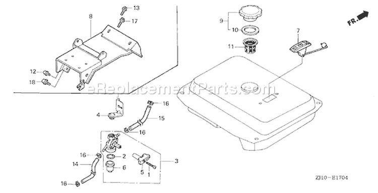 Page N Diagram and Parts List for GX620 Type VZE1 - VIN# GCAD-1000001-1999999 Honda Engine