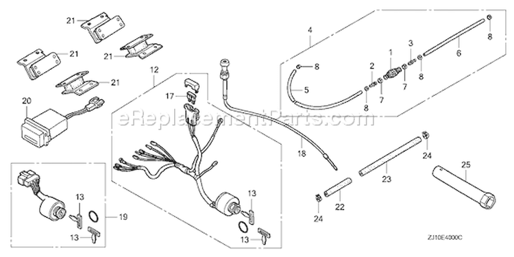 Page E Diagram and Parts List for GX620 Type VZE1 - VIN# GCAD-1000001-1999999 Honda Engine