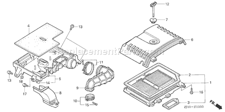 Page A Diagram and Parts List for GX620 Type VXE2 - VIN# GCAD-1000001-1999999 Honda Engine