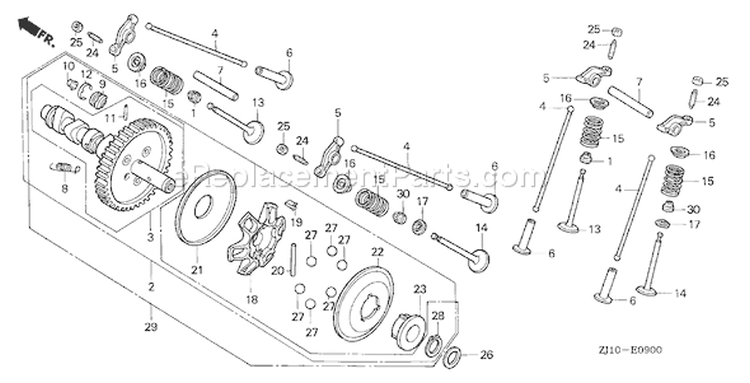 Page B Diagram and Parts List for GX620 Type VXE2 - VIN# GCAD-1000001-1999999 Honda Engine