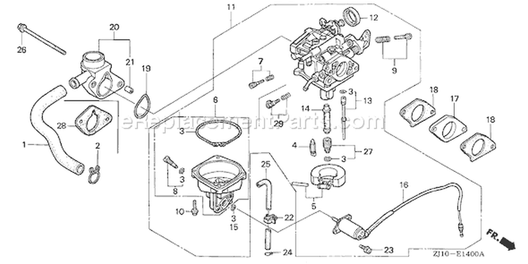 Page C Diagram and Parts List for GX620 Type VXE2 - VIN# GCAD-1000001-1999999 Honda Engine