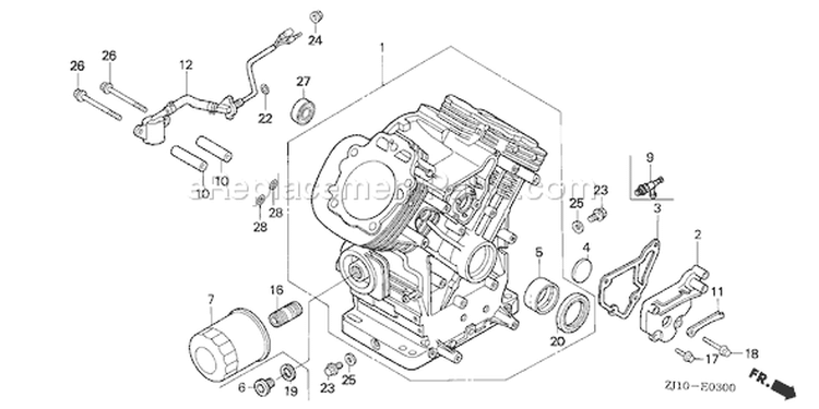 Page H Diagram and Parts List for GX620 Type VXE2 - VIN# GCAD-1000001-1999999 Honda Engine