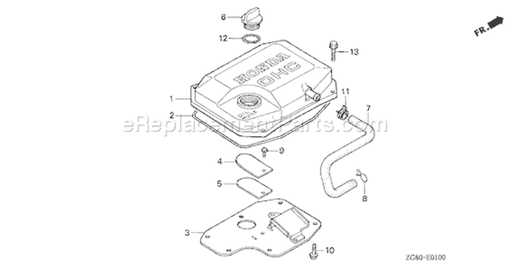 Page H Diagram and Parts List for GX640 Type SD4 - VIN# GAAD-1000001-1029999 Honda Engine
