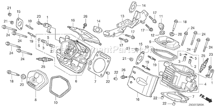 Page H Diagram and Parts List for GX670U Type VAB2 - VIN# GCASK-1000001 Honda Engine