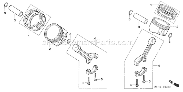 Page R Diagram and Parts List for GX670U Type VAB2 - VIN# GCASK-1000001 Honda Engine