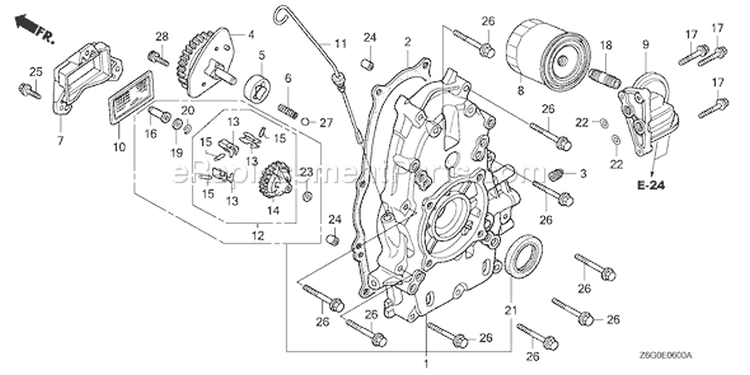 Page E Diagram and Parts List for GX670U Type VAB2 - VIN# GCASK-1000001 Honda Engine