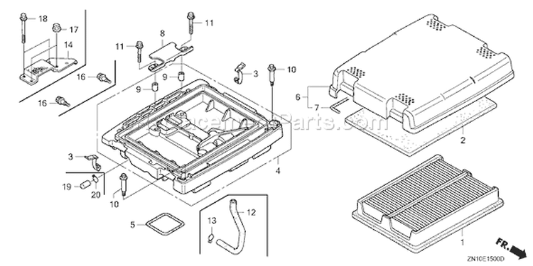 Page A Diagram and Parts List for GX670 Type VXE2 - VIN# GCAM-1000001-1049999 Honda Engine