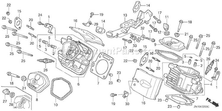 Page J Diagram and Parts List for GX670 Type VXE2 - VIN# GCAM-1000001-1049999 Honda Engine