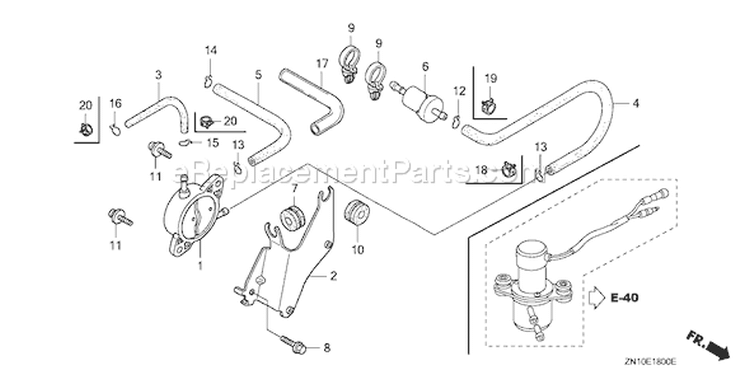 Page M Diagram and Parts List for GX670 Type VXE2 - VIN# GCAM-1000001-1049999 Honda Engine