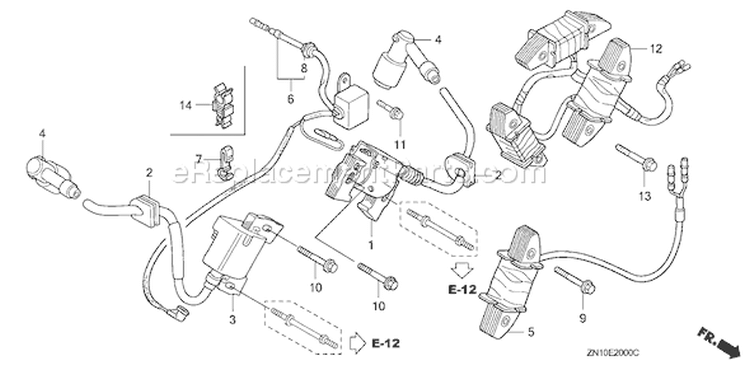 Page N Diagram and Parts List for GX670 Type VXE2 - VIN# GCAM-1000001-1049999 Honda Engine