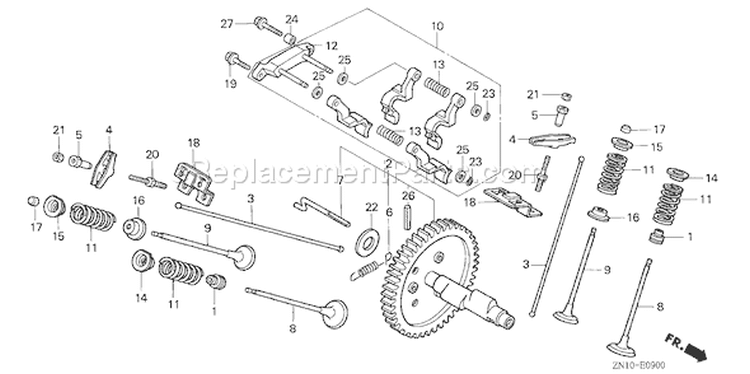 Page C Diagram and Parts List for GX670 Type VXE2 - VIN# GCAM-1000001-1049999 Honda Engine