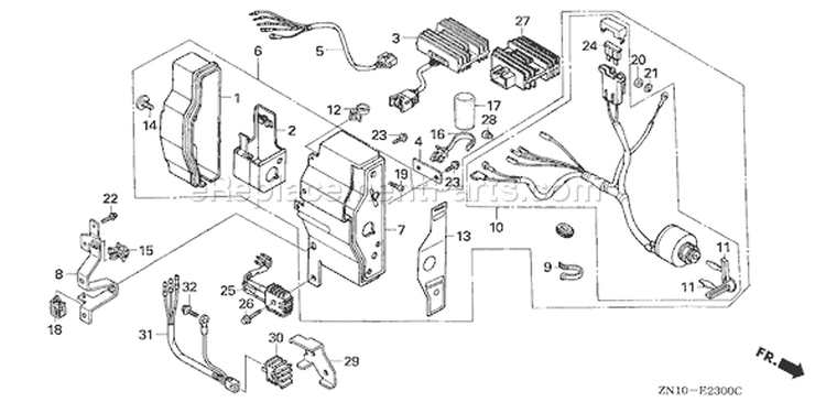 Page F Diagram and Parts List for GX670 Type VXE2 - VIN# GCAM-1000001-1049999 Honda Engine