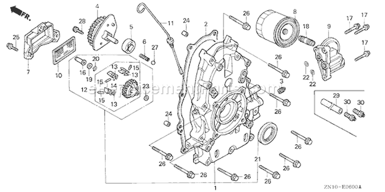 Page G Diagram and Parts List for GX670 Type VXE2 - VIN# GCAM-1000001-1049999 Honda Engine