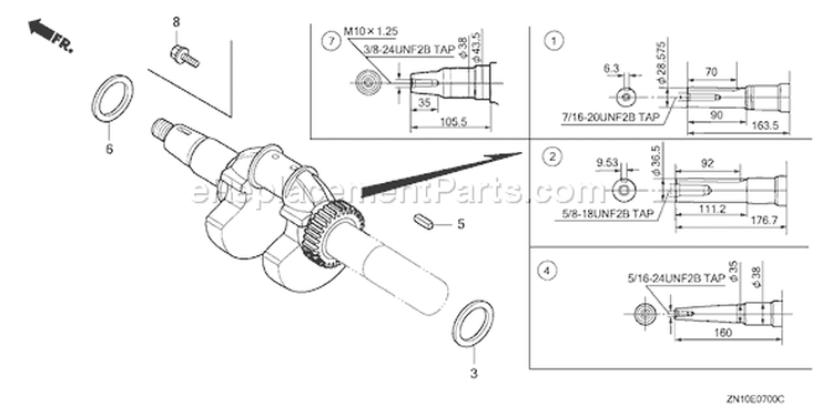 Page H Diagram and Parts List for GX670 Type VXE2 - VIN# GCAM-1000001-1049999 Honda Engine
