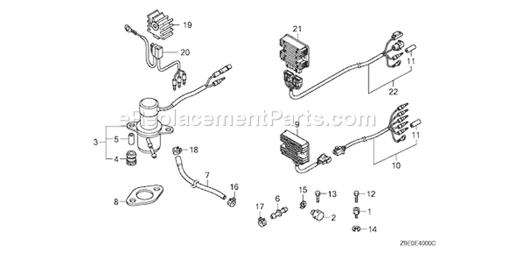 Page R Diagram and Parts List for GX690R Type VXE2 - VIN# GCBGK-1000001 Honda Engine